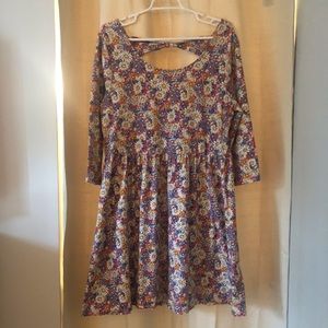Sleeved Dress with Flowers